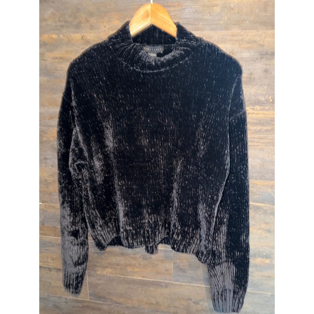 Sanctuary Black Chenille Mock Neck Sweater CW0601S25 Womens Large NWT